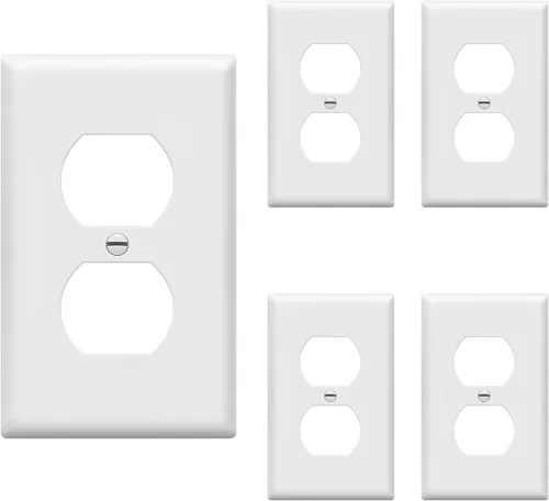 Vista 44 de ENERLITES Placa de pared dúplex para tomacorriente para receptáculos, cubierta de toma de corriente eléctrica jumbo, acabado brillante, de gran Negro