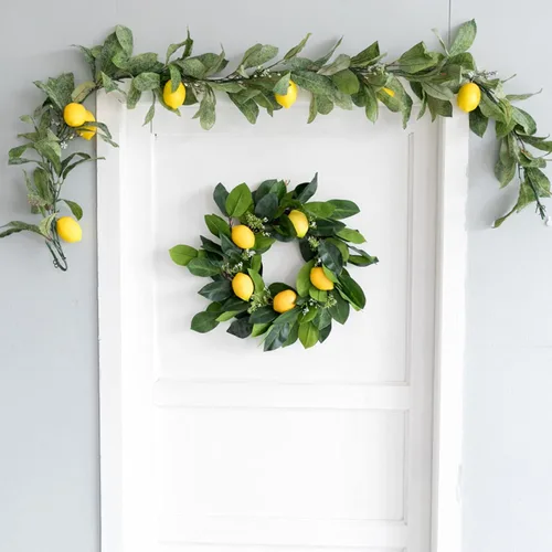 Vista 7 de IUIBMI Guirnalda de limón artificial de 6 pies, guirnalda de frutas de primavera con limones artificiales para puerta delantera, hogar, cocina