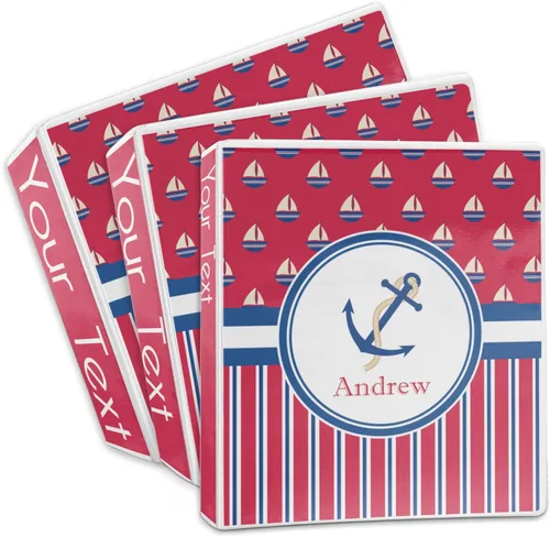 Vista 3 de Carpeta personalizada de 3 anillas para veleros y rayas, 2 pulgadas