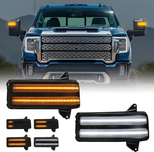 Vista 9 de Luz intermitente LED para espejo lateral compatible con Expedition Navigator 2003 2004 2005 2006, señales de giro secuenciales dinámicas ámbar, kit