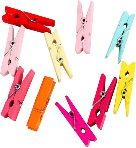 Vista 4 de 100 pinzas pequeñas de madera negras resistentes para ropa seca en tendedero, clips para bolsas, manualidades, fotos, hogar, escuela, manualidades