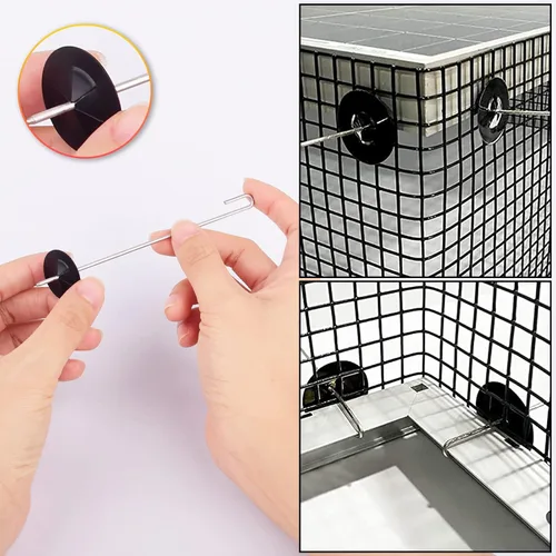 Vista 4 de Sujetador de protección de pájaros para panel solar, 50 juegos de clips de protección para sujetar malla de alambre a paneles solares, cierre