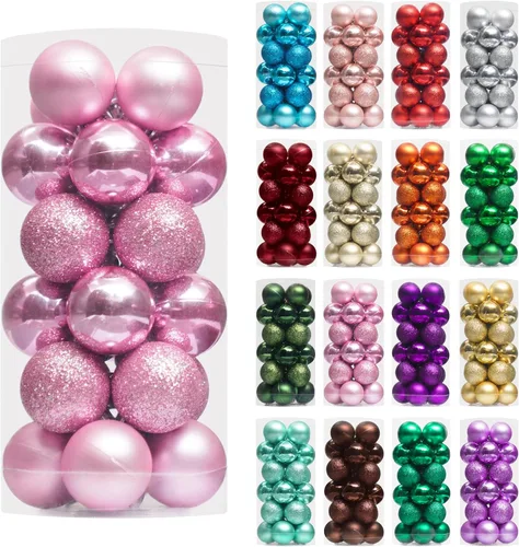 Vista 38 de XmasExp Juego de 24 mini esferas de Navidad inastillables para bolas de árbol de Navidad, 1.18 pulgadas (negro)