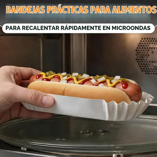 Vista 8 de 50 bandejas desechables para perros calientes para fiestas y barbacoas, bandejas de papel duraderas para perros calientes desechables para servir