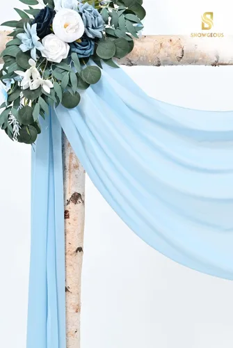 Vista 8 de Tela para Cubrir Arco de Boda, 4 Paneles 71 cm x 6,1 m Telas para Arco de Boda Azul Bebé para Ceremonia, Telas de Gasa para Decoración de Arco