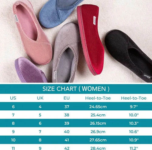Vista 6 de HomeTop - Pantuflas para mujer con espuma viscoelástica, forro de terciopelo coral y estilo mocasín