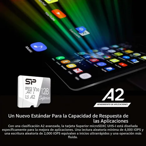 Vista 4 de Silicon Power 128GB Superior Micro SDXC UHS-I (U3), V30 4K A2, Tarjeta MicroSD de alta velocidad con adaptador