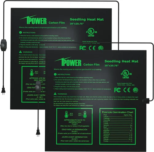 Vista 26 de iPower tapete térmico para plantón, tapete térmico hidropónico caliente con diseño impermeable duradero, estera de calor solamente, Negro