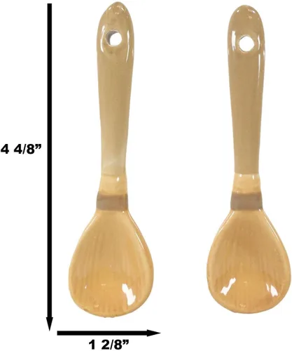 Vista 2 de Ebros Gift Wicca Witchcraft Witches Broomsticks - Juego de 2 cucharas de cerámica para café, té, tazas de 4.5 pulgadas de largo