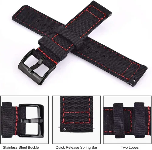 Vista 4 de Ritche Canvas Quick Release Watch Band 18mm 20mm 22mm Replacement Watch Straps for Men Women