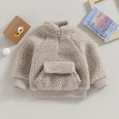 Vista 2 de Ropa de invierno para bebé, niña, niño, ropa de abrigo de forro polar, cárdigan, suéter grueso y cálido, ropa de abrigo