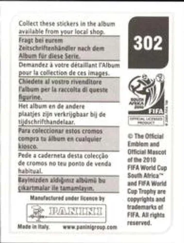 Vista 2 de Calcomanías de la Copa Mundial de la FIFA de Panini 2010 #302 Antonio Rukavina Serbia - Adhesivo oficial de álbum de fútbol