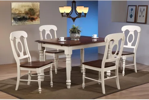 Vista 2 de Sunset Trading Andrews - Mesa de comedor extensible con hojas de mariposa de 60 pulgadas, color blanco y marrón