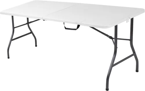 Vista 11 de COSCO Mesa de banquete plegable por la mitad de 6 pies con asa, negro