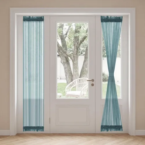 Vista 37 de H. Versailtex Lino Natural y Poly semi-láminas Premium suaves y ricos materiales paneles de cortina con abrazadera ajustable para patio Gris