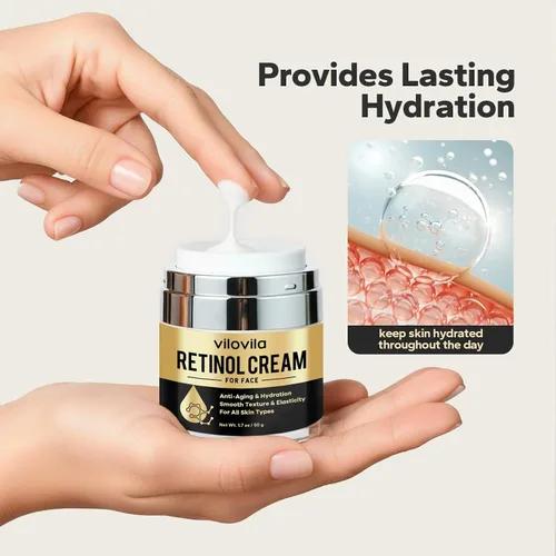 Vista 4 de Crema de retinol para la cara (1.7 onzas), retinoides para el rostro, crema facial antienvejecimiento con retinol y ácido hialurónico, hidratante