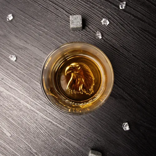 Vista 5 de Juego de 4 vasos de whisky con diseño de águila de 10 onzas