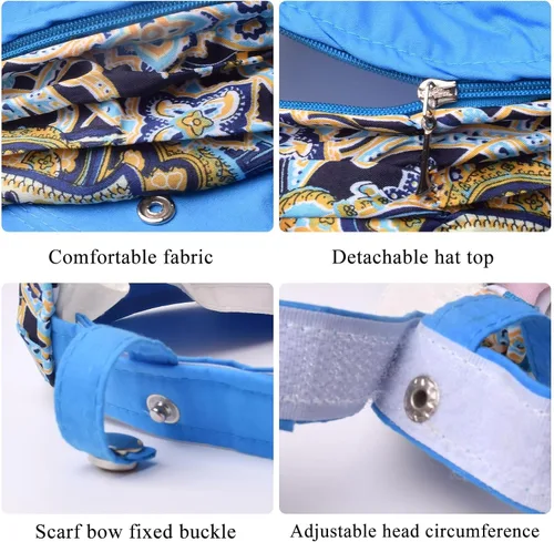 Vista 4 de KXF Sombreros de sol para mujer, protección solar, ala ancha, plegable, para verano, con parte superior desmontable