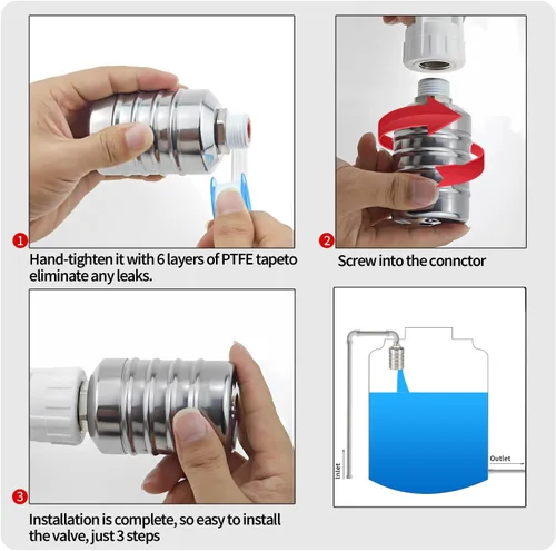 Vista 8 de Válvula de flotador, controlador de nivel de agua completamente automático de 1/2" a 3/4" 1" de acero inoxidable 304, válvula de flotador de control