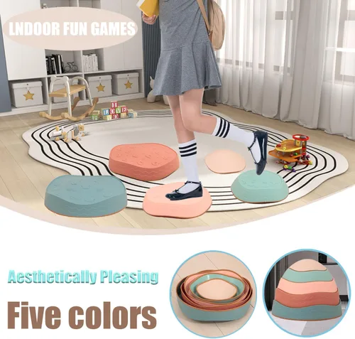 Vista 4 de Fanboxk - Piedras de equilibrio para niños, piedras sensoriales antideslizantes para promover habilidades de equilibrio y coordinación en niños