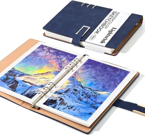 Vista 10 de Libro de bocetos de acuarela Lightwish, 100% algodón sin ácidos, papel de acuarela prensado en frío de 300 gsm/140 lb para artistas, adultos