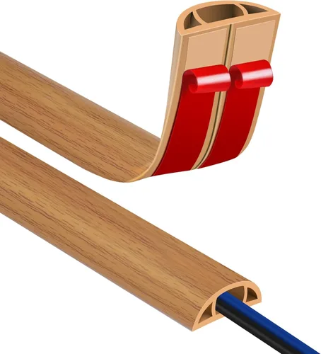 Vista 7 de JAHOMFAI Cubierta para cables de piso 1m de largo, cubiertas para cables en el suelo para proteger los cables y prevenir riesgos de caídas, fácil