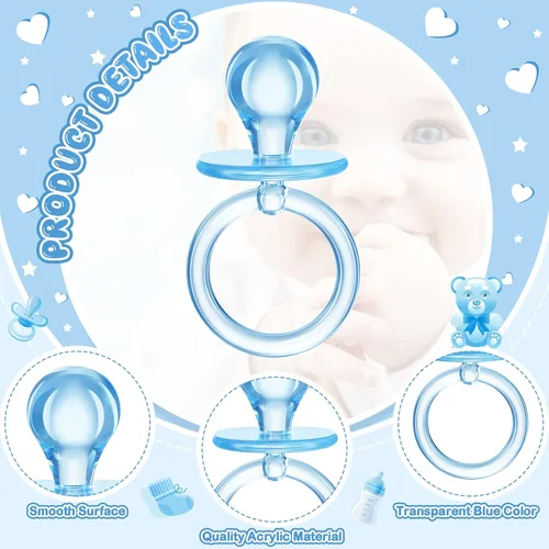Vista 2 de Coume - 100 chupetes de 2.5 pulgadas para baby shower, fiesta, color azul