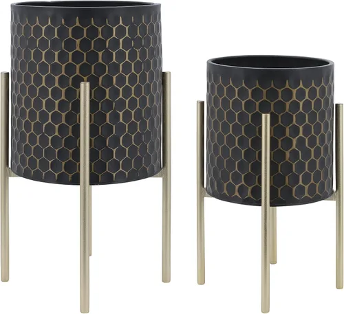 Vista 11 de Macetas decorativas con soporte de metal para decoración del hogar, macetas modernas para decoración de pasillo, entrada y sala de estar, macetas