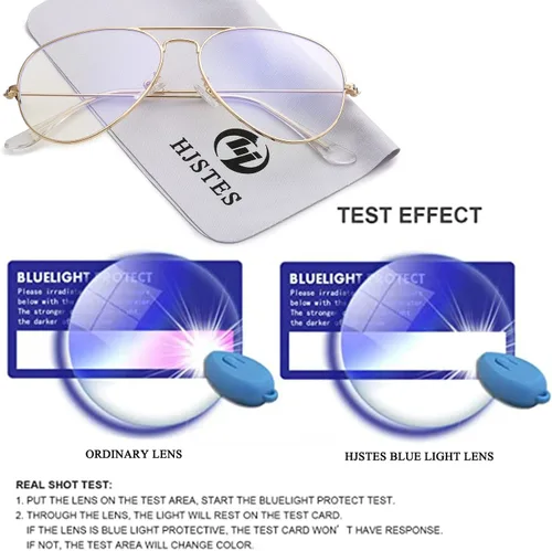 Vista 7 de HJSTES Gafas de Aviador con Lentes Transparentes de Luz Azul para Mujeres y Hombres, Montura de Piloto Clásica, Anteojos sin Prescripción