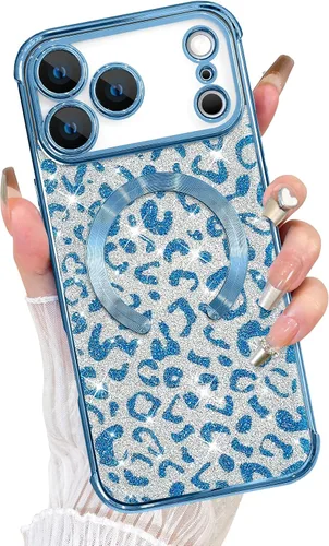 Vista 15 de Fiyart Diseñado para iPhone 16 Pro Max, Funda Compatible con MagSafe, Estampado de Guepardo, Placa de Protección de Cámara, Magnético, Brillante