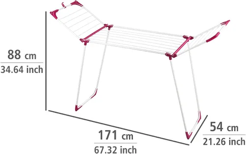 Vista 5 de Wenko Secador de ropa 42.7 ft Summer Dry-42.7 ft Longitud de secado, metal, blanco, 18.1 x 60.2 x 29.9 in