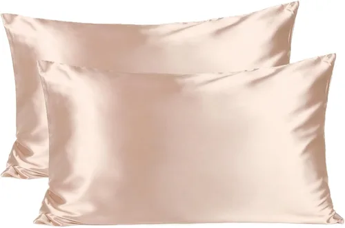 Vista 18 de Yanibest Funda de almohada de satén, fundas de almohada de seda para cabello y piel con cremallera, juego de 2 fundas de almohada estándar para 20 x
