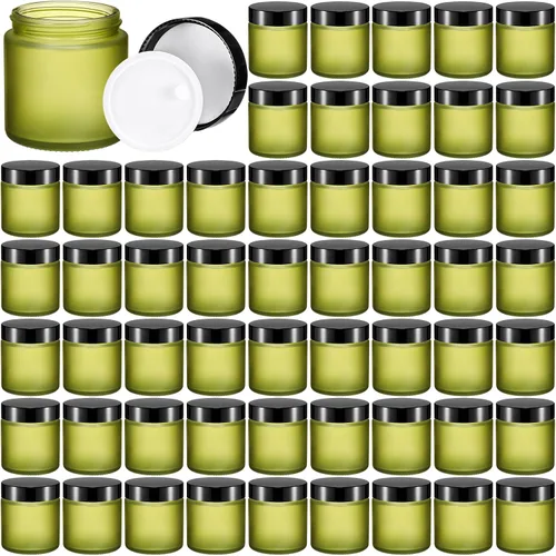 Vista 50 de Norme 24 Frascos de Vidrio de 4 oz con Tapas Herméticos Redondos a Prueba de Fugas Frascos Cosméticos Vacíos con Revestimientos Internos en la Tapa