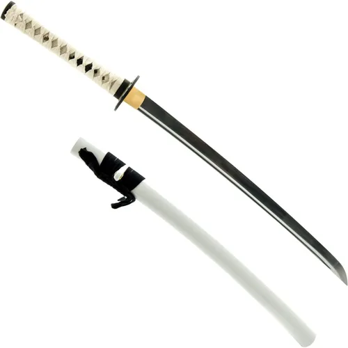 Vista 8 de Espada Wakizashi japonesa hecha a mano, práctica, forjada a mano, acero al carbono 1045/1060/1080, templado al calor, espiga completa, afilada