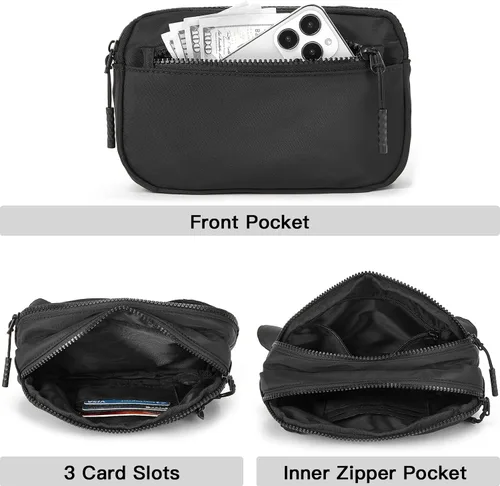 Vista 5 de Telena Riñoneras para mujeres y hombres, a la moda, con correas ajustables, negro, (0-black)