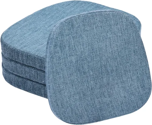 Vista 22 de baibu Juego de 2 cojines metálicos de espuma viscoelástica de 14 x 14 pulgadas, diseño de doble capa, antideslizantes, para sillas de comedor, cojín