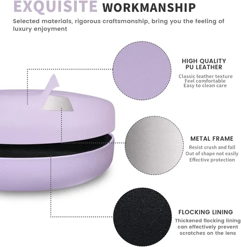Vista 4 de molshine Funda rígida para gafas de sol, funda clásica grande para lentes de sol, lentes con paño de limpieza, bolsa