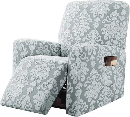 Vista 14 de JOKIVTOU Funda elástica para sillón reclinable con bolsillo, fundas de sofá reclinable de jacquard con estampado, protector de muebles con parte