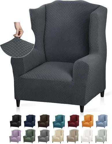 Vista 13 de YEMYHOM Funda elástica para silla con respaldo de 1 pieza con diseño jacquard más reciente, funda para silla con respaldo antideslizante, protector