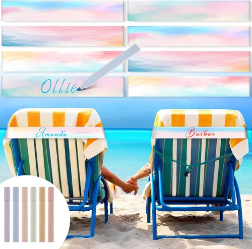 Vista 12 de Boao 4 paquetes de bandas de toalla para silla de playa, esenciales para piscina y crucero, elásticas y resistentes al viento, clips para toallas