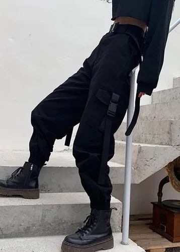 Vista 4 de BEJONS Pantalones cargo de cintura alta para mujer de ajuste relajado para todo el día