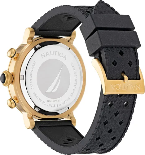 Vista 3 de Nautica Reloj Spettacolae Reissue con correa de silicona negra para hombre (Modelo NAPSPF201), Negro -, Moderno