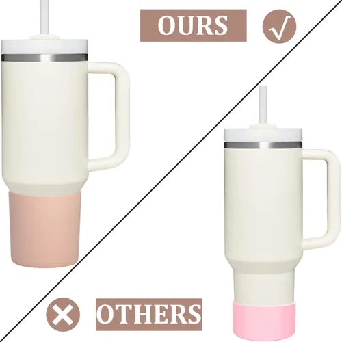 Vista 3 de Paquete de 2 fundas de silicona para botas y popote para vaso Stanley de 40 onzas, funda protectora para botella de agua Stanley de 40 onzas