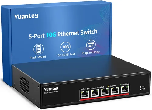 Vista 10 de Switch Ethernet no gestionado de 6 puertos 2.5G, 4 puertos Base-T de 2.5G, 2 SFP de 10G, compatible con 100/1000/2500Mbps, VLAN, sin ventilador