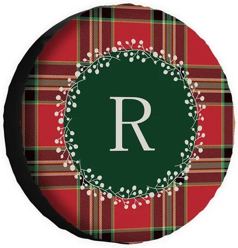 Vista 20 de Buffalo Check Plaid Initial Spare Tire Cover Monogram Letter A Wheel Protectors Covers Water Dust Proof 14 Inch Wheel Covers Universal for Trailer