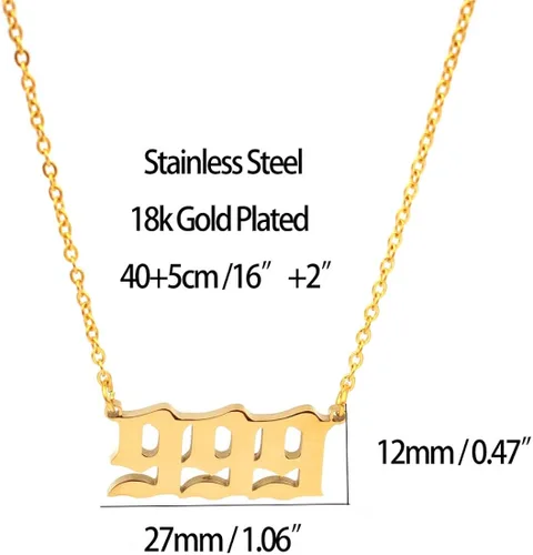 Vista 5 de HUTINICE Angel Number Necklace For Women, 18K Gold Plated Dainty 111 222 333 444 555 666 777 888 999 Pendants Choker Chain Numerology Jewelry