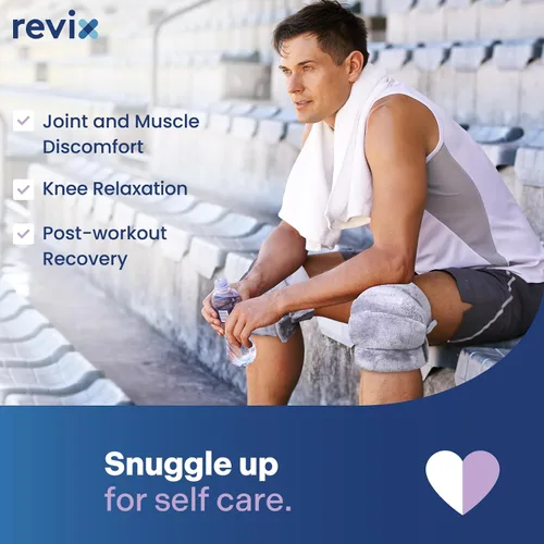 Vista 4 de REVIX Almohadilla térmica para microondas para soporte de rodilla, rodillera calentada con calor húmedo para rigidez, codo y articulación, compresa
