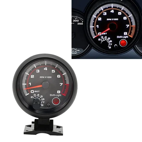 Vista 2 de Calibre tacómetro, Geevorks - Tacómetros de repuesto automotriz de 3.75 pulgadas, 12 V, 0-8000 RPM, tacómetro RPM para motores de cilindros de 4/6/8