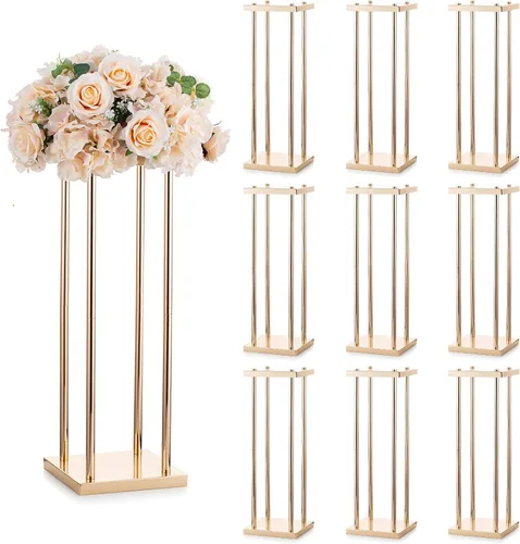 Vista 10 de Sziqiqi Jarrones de columna, centros de mesa de boda para mesas con platos, decoración de boda de 2 pies para ceremonia, moderno, rectangular