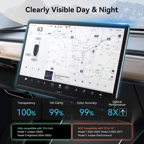 Vista 3 de OZPYKAE Protector de pantalla Highland para Tesla New Model Y Juniper 2025 y Model 3 (2024-2026), protector de pantalla Highland, protector